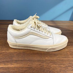Vans x Madewell Sneakers Old Skool White Leather Sherpa Women's 9, Men's 7.5
